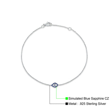 Evil Eye Bracelet Round Simulated Blue Sapphire 925 Sterling Silver Wholesale